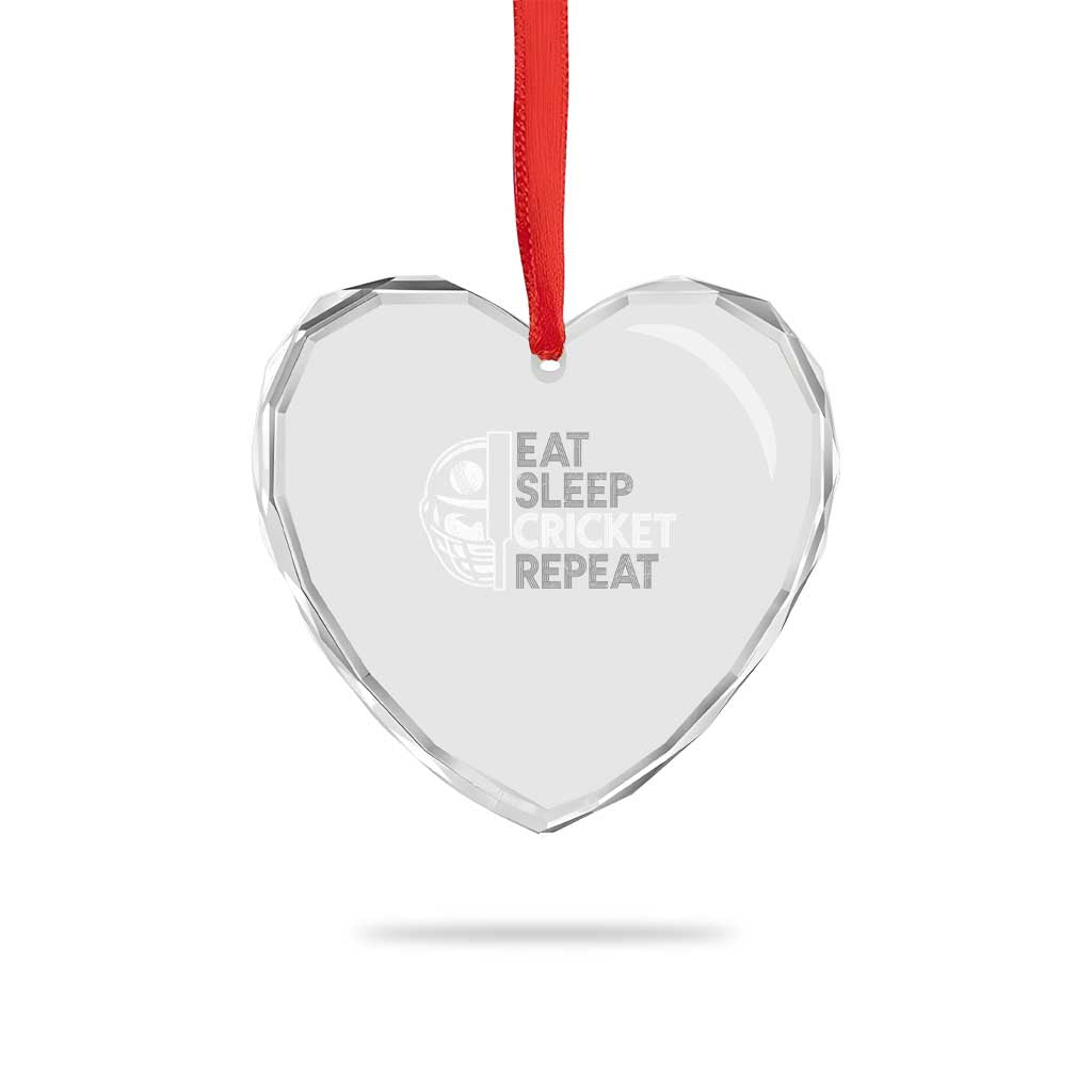 Eat Sleep Cricket Repeat Heart Crystal Glass Ornament Retro Vintage Cricket Gifts