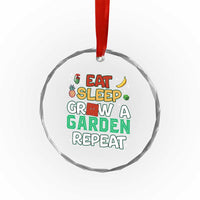 Eat Sleep Grow a Garden Repeat Crystal Glass Ornament Funny Gamer-Inspired Gardening Gift for Plant Lovers TS02