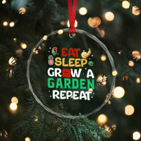 Eat Sleep Grow a Garden Repeat Crystal Glass Ornament Funny Gamer-Inspired Gardening Gift for Plant Lovers TS02