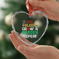 Eat Sleep Grow a Garden Repeat Heart Crystal Glass Ornament Funny Gamer-Inspired Gardening Gift for Plant Lovers - Wonder Print Shop