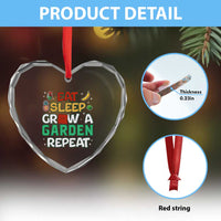 Eat Sleep Grow a Garden Repeat Heart Crystal Glass Ornament Funny Gamer-Inspired Gardening Gift for Plant Lovers - Wonder Print Shop