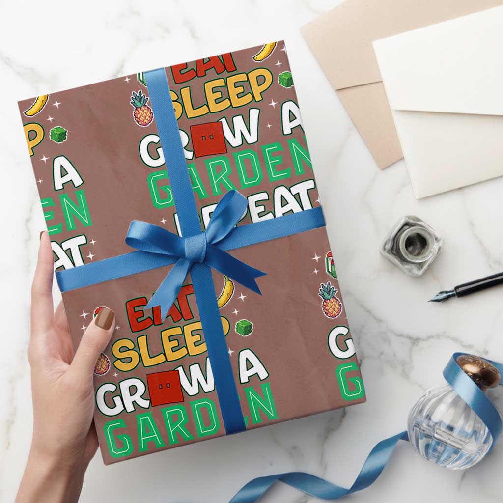 Eat Sleep Grow a Garden Repeat Wrapping Paper Roll Funny Gamer-Inspired Gardening Gift for Plant Lovers - Wonder Print Shop