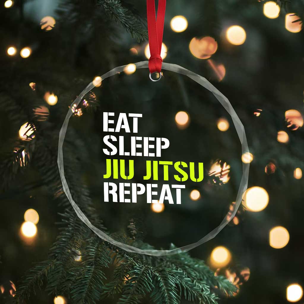 Eat Sleep Jiu Jitsu Repeat Crystal Glass Ornament Cool JiuJitsu BJJ TS10