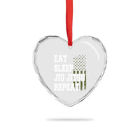 Eat Sleep Jiu Jitsu Repeat Heart Crystal Glass Ornament Cool JiuJitsu BJJ American Flag - Wonder Print Shop