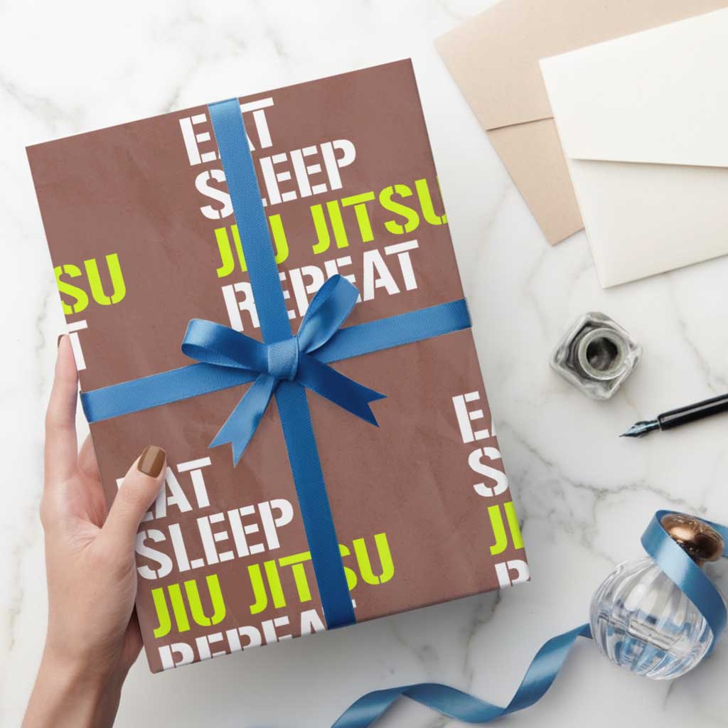 Eat Sleep Jiu Jitsu Repeat Wrapping Paper Roll Cool JiuJitsu BJJ - Wonder Print Shop