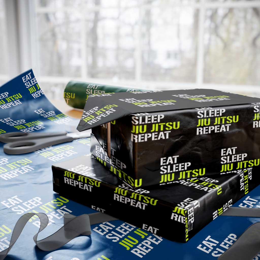 Eat Sleep Jiu Jitsu Repeat Wrapping Paper Roll Cool JiuJitsu BJJ - Wonder Print Shop
