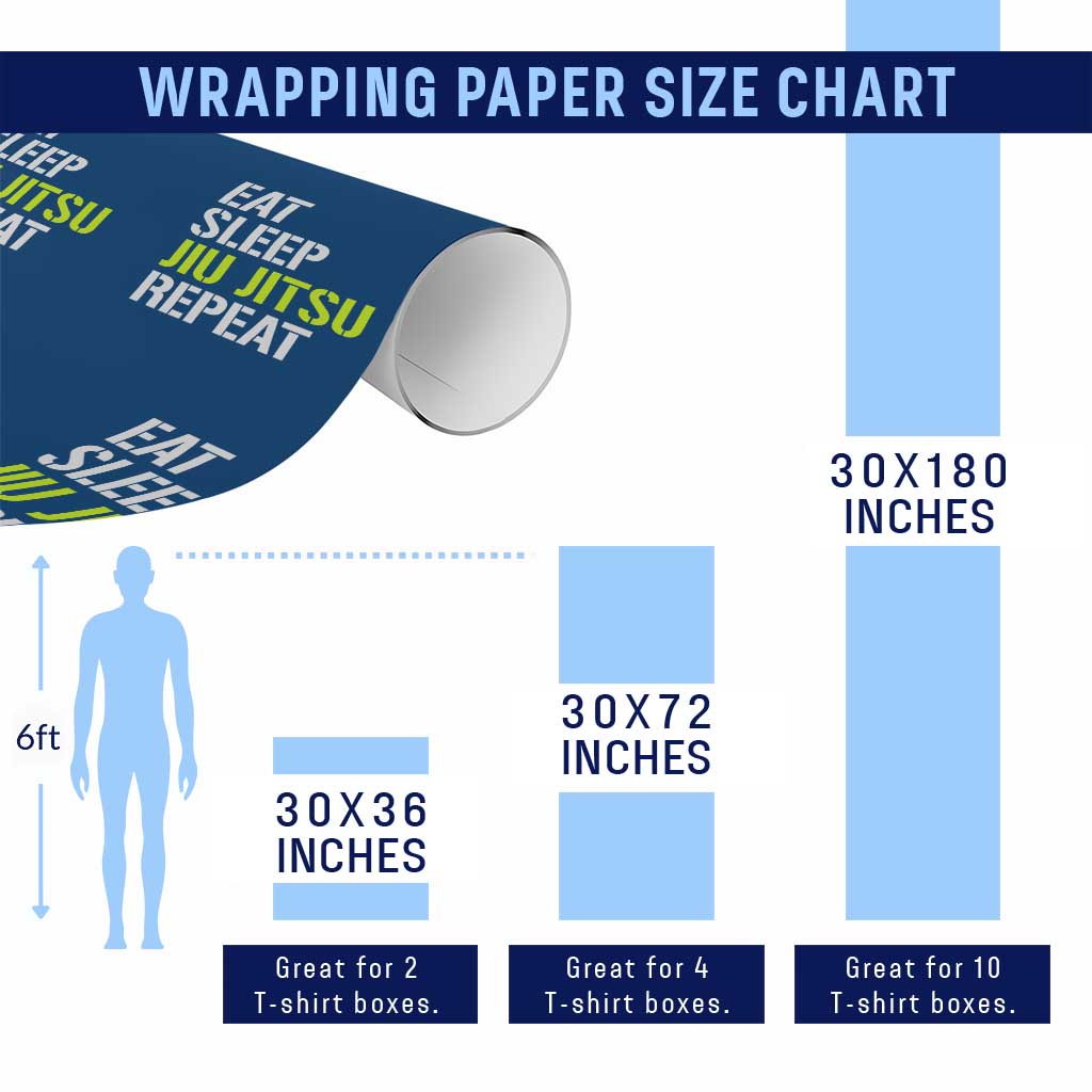 Eat Sleep Jiu Jitsu Repeat Wrapping Paper Roll Cool JiuJitsu BJJ - Wonder Print Shop