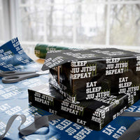 Eat Sleep Jiu Jitsu Repeat Wrapping Paper Roll Cool JiuJitsu BJJ American Flag - Wonder Print Shop
