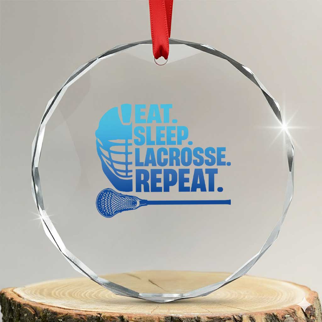 Eat Sleep Lacrosse Repeat Crystal Glass Ornament Funny Lax Lover Player TS10