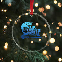 Eat Sleep Lacrosse Repeat Crystal Glass Ornament Funny Lax Lover Player TS10