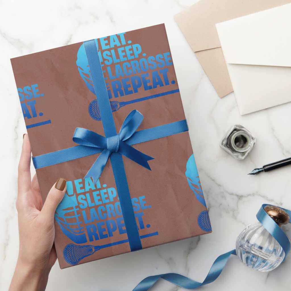 Eat Sleep Lacrosse Repeat Wrapping Paper Roll Funny Lax Lover Player - Wonder Print Shop