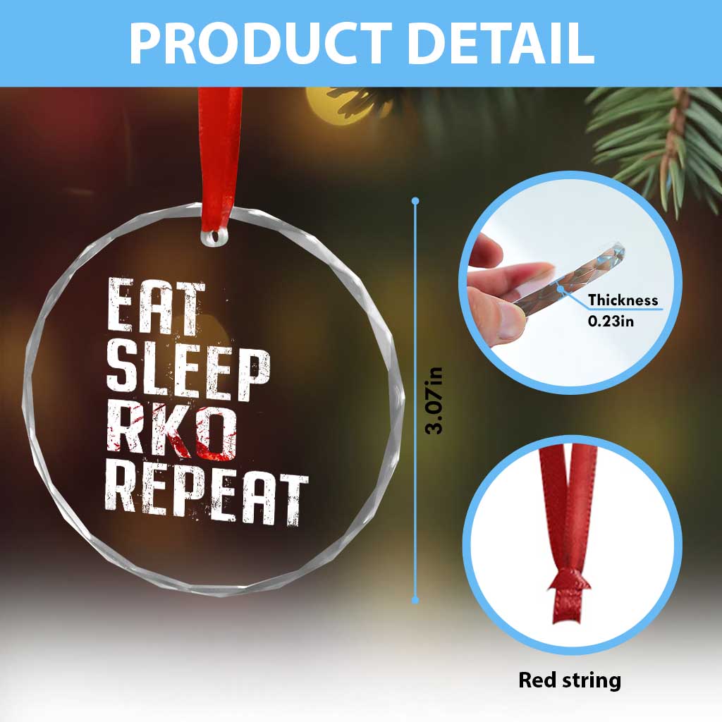 Eat Sleep RKO Repeat Crystal Glass Ornament Blood Stained