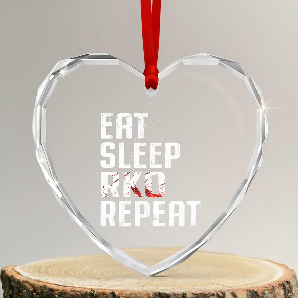 Eat Sleep RKO Repeat Heart Crystal Glass Ornament Blood Stained