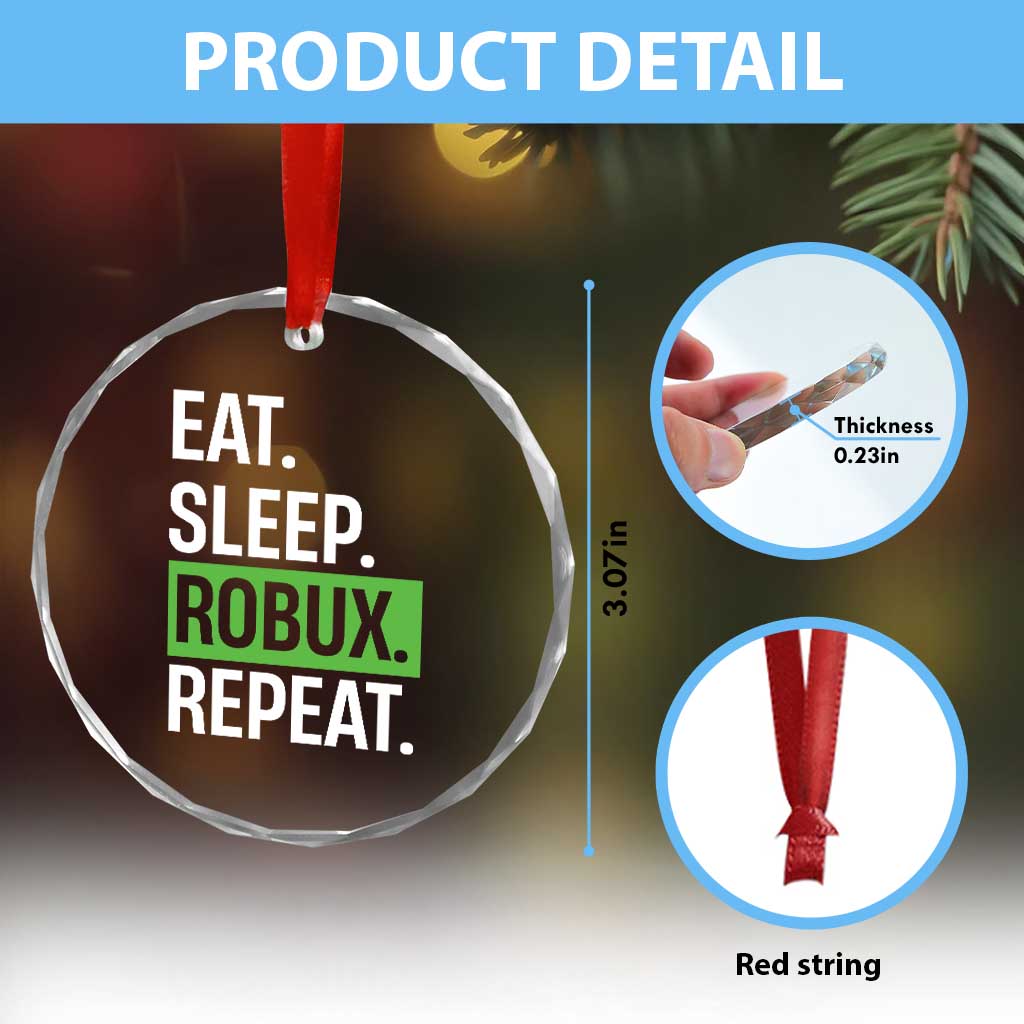 Eat Sleep Roblox Repeat Crystal Glass Ornament Funny Video Game Lovers Gamers