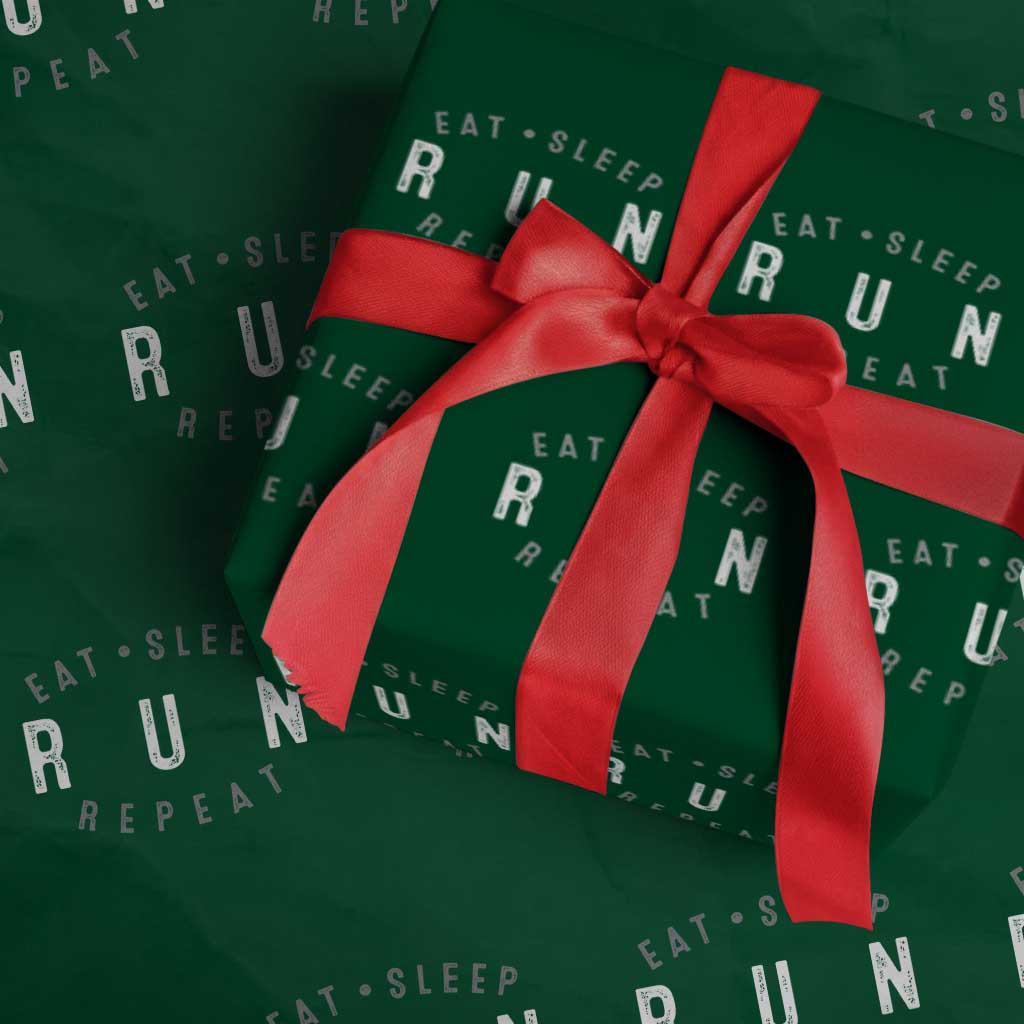 Eat Sleep Run Repeat Wrapping Paper Roll Marathon Runner