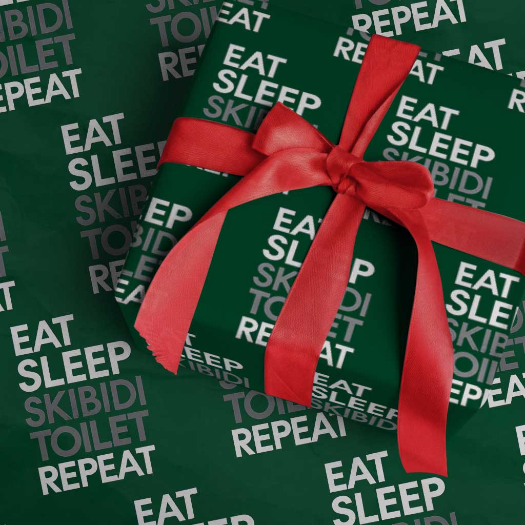 Eat Sleep Skibidi Toilet Repeat Wrapping Paper Roll Funny Gen Alpha Slang