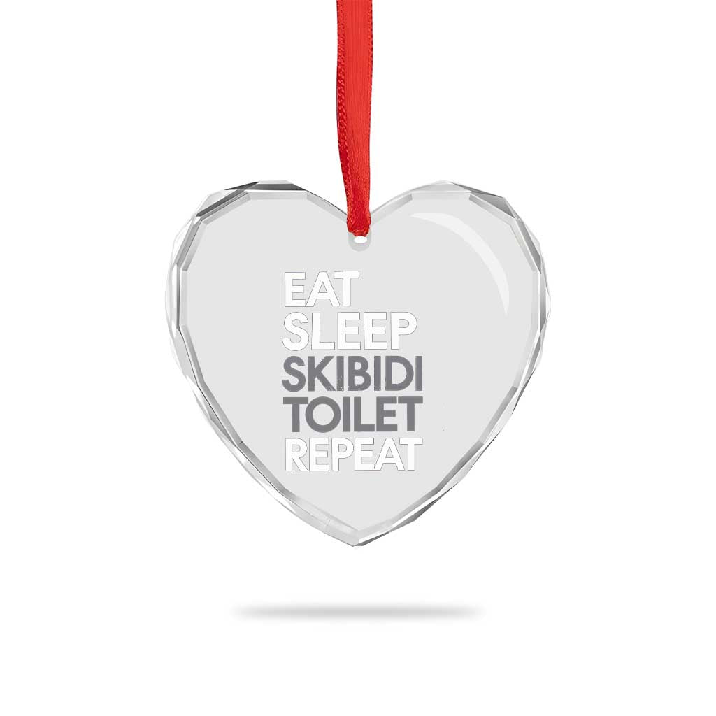 Eat Sleep Skibidi Toilet Repeat Heart Crystal Glass Ornament Funny Gen Alpha Slang - Wonder Print Shop