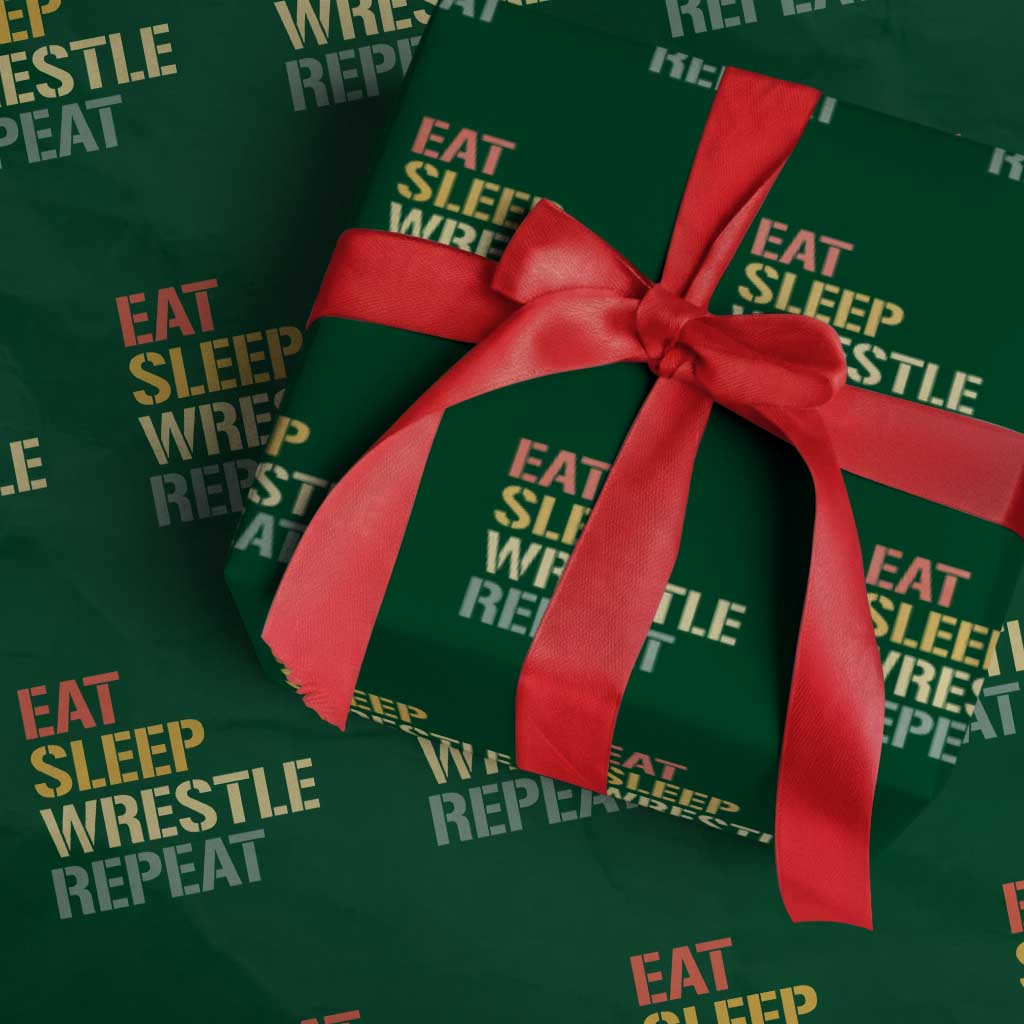 Eat Sleep Wrestle Repeat Wrapping Paper Roll Cool Wrestling - Wonder Print Shop