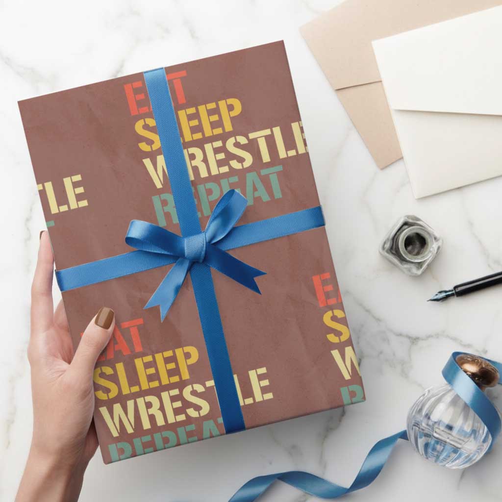 Eat Sleep Wrestle Repeat Wrapping Paper Roll Cool Wrestling - Wonder Print Shop