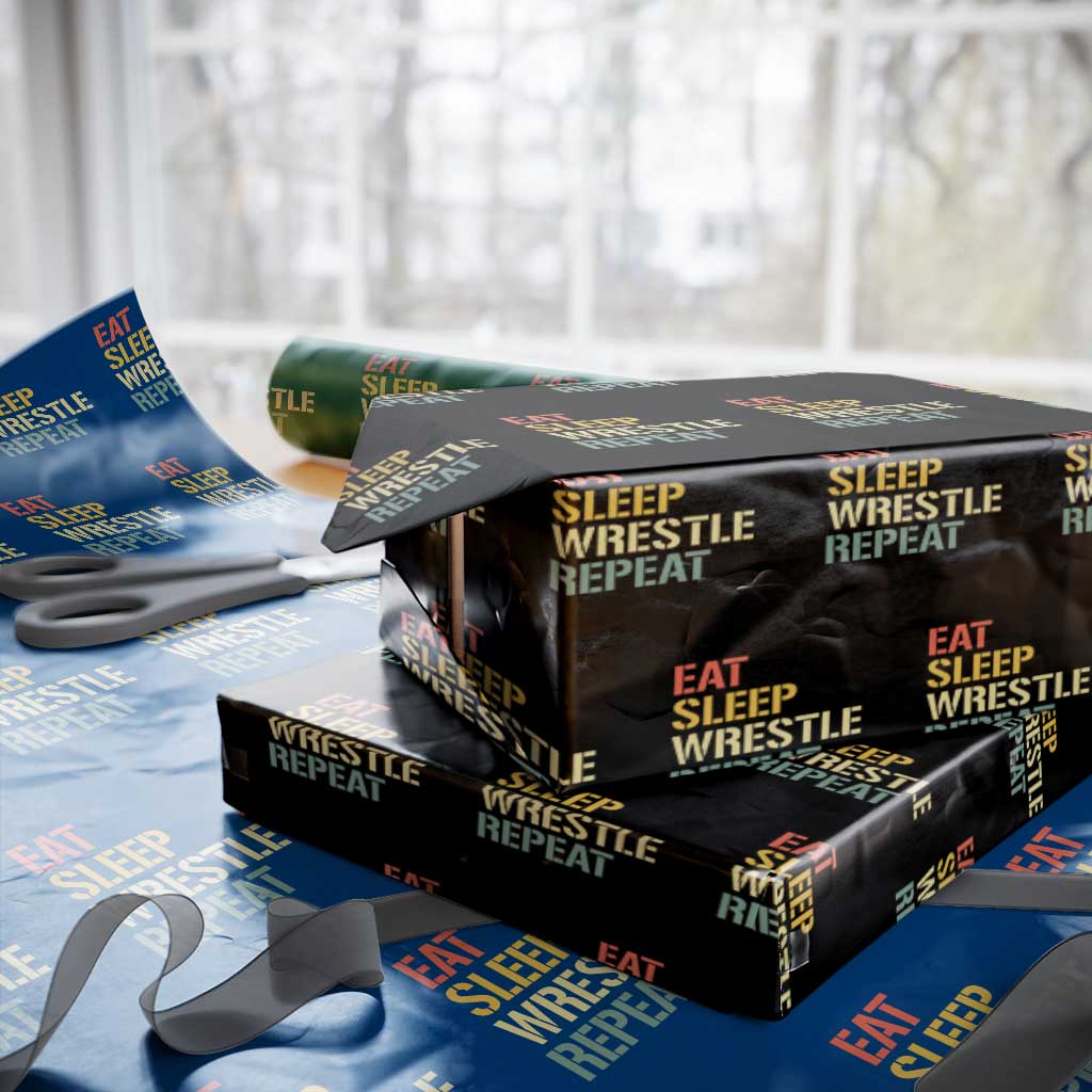 Eat Sleep Wrestle Repeat Wrapping Paper Roll Cool Wrestling - Wonder Print Shop