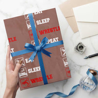 Eat Sleep Wrestle Repeat Wrapping Paper Roll Funny Wrestling Gym - Wonder Print Shop