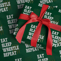Eat Sleep Wrestle Repeat Wrapping Paper Roll Funny Wrestling Gym American Flag - Wonder Print Shop
