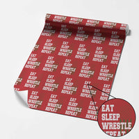 Eat Sleep Wrestle Repeat Wrapping Paper Roll Funny Wrestling Gym American Flag - Wonder Print Shop