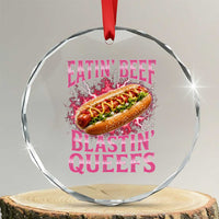 Eatin Beef Blastin' Queefs Funny Embarrassing Hot Dog Retro Bootleg Crystal Glass Ornament