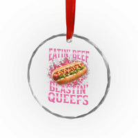 Eatin Beef Blastin' Queefs Funny Embarrassing Hot Dog Retro Bootleg Crystal Glass Ornament