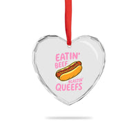 Eatin Beef Blastin' Queefs Funny Hot Dog Adult Humor Heart Crystal Glass Ornament