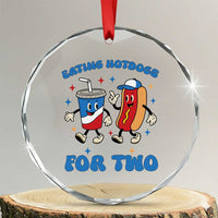 Eating Hotdogs for Two Crystal Glass Ornament Cute Pregnancy Announcement Patriotic 4th Of July TS02