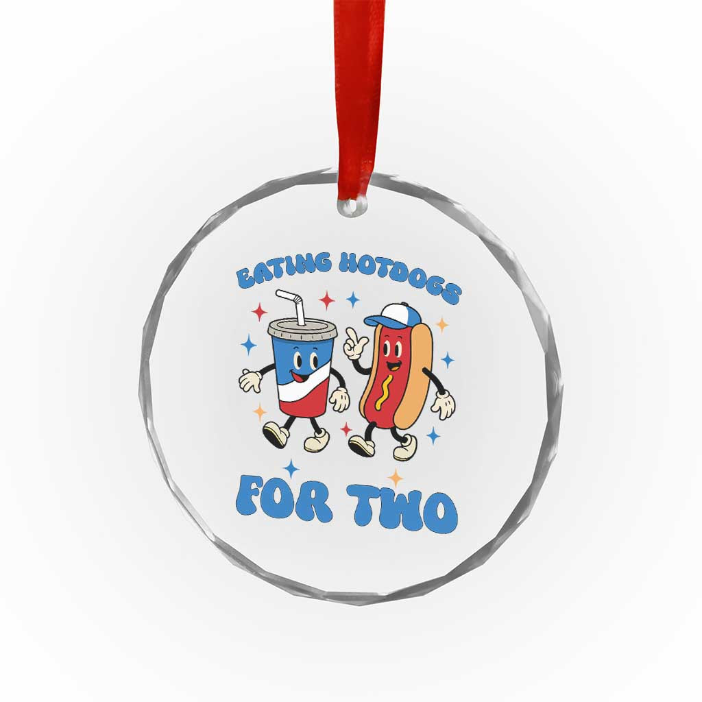Eating Hotdogs for Two Crystal Glass Ornament Cute Pregnancy Announcement Patriotic 4th Of July TS02