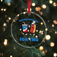 Eating Hotdogs for Two Crystal Glass Ornament Cute Pregnancy Announcement Patriotic 4th Of July TS02