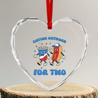 Eating Hotdogs for Two Heart Crystal Glass Ornament Cute Pregnancy Announcement Patriotic 4th Of July - Wonder Print Shop