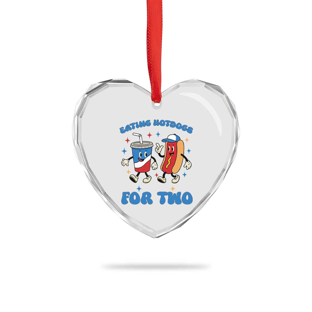 Eating Hotdogs for Two Heart Crystal Glass Ornament Cute Pregnancy Announcement Patriotic 4th Of July - Wonder Print Shop