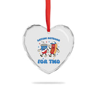 Eating Hotdogs for Two Heart Crystal Glass Ornament Cute Pregnancy Announcement Patriotic 4th Of July - Wonder Print Shop