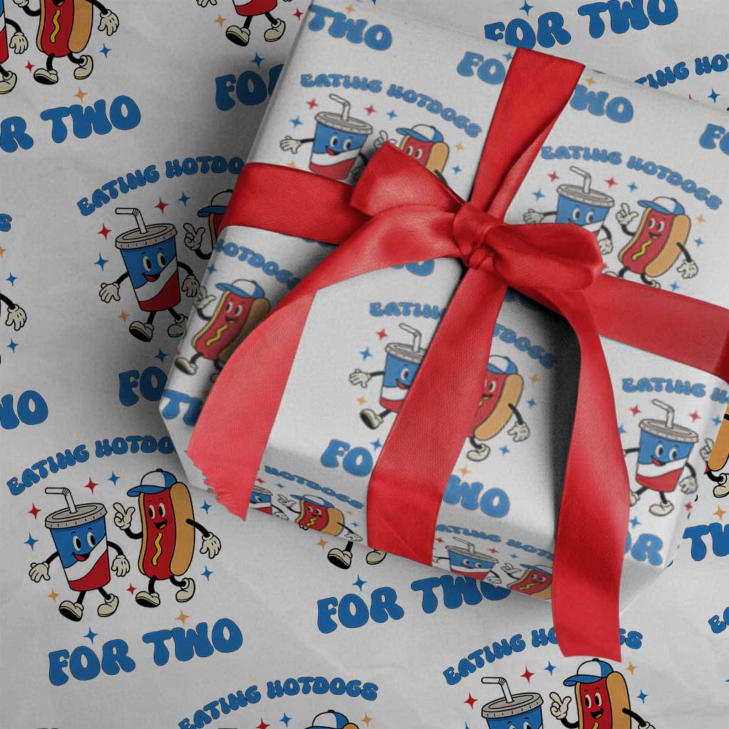 Eating Hotdogs for Two Wrapping Paper Roll Cute Pregnancy Announcement Patriotic 4th Of July - Wonder Print Shop
