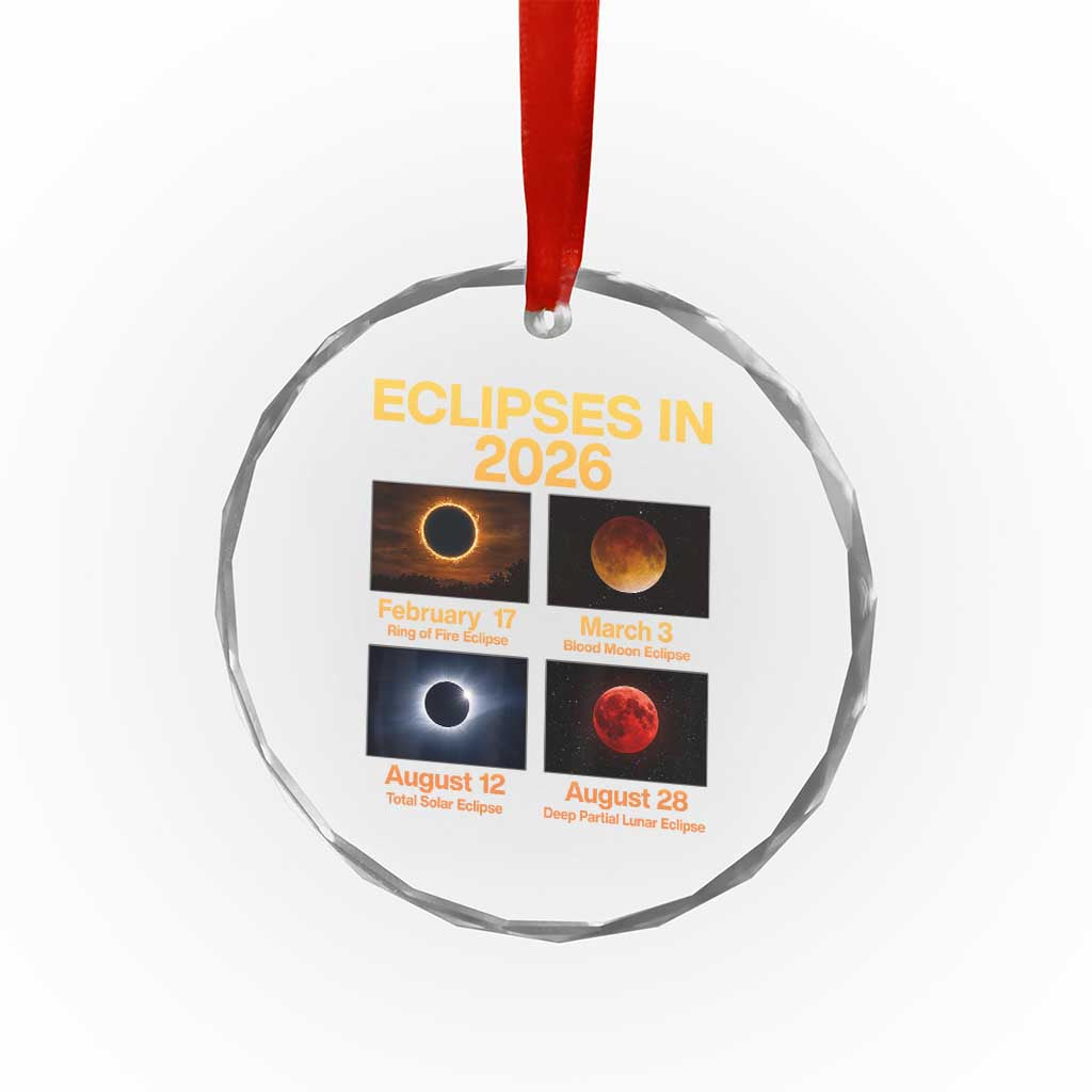 Eclipses in 2026 Celestial Calendar Infographic Crystal Glass Ornament Space Nerd Astronomy Gift Astrology Lover