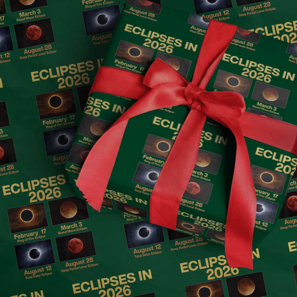 Eclipses in 2026 Celestial Calendar Infographic Wrapping Paper Roll Space Nerd Astronomy Gift Astrology Lover