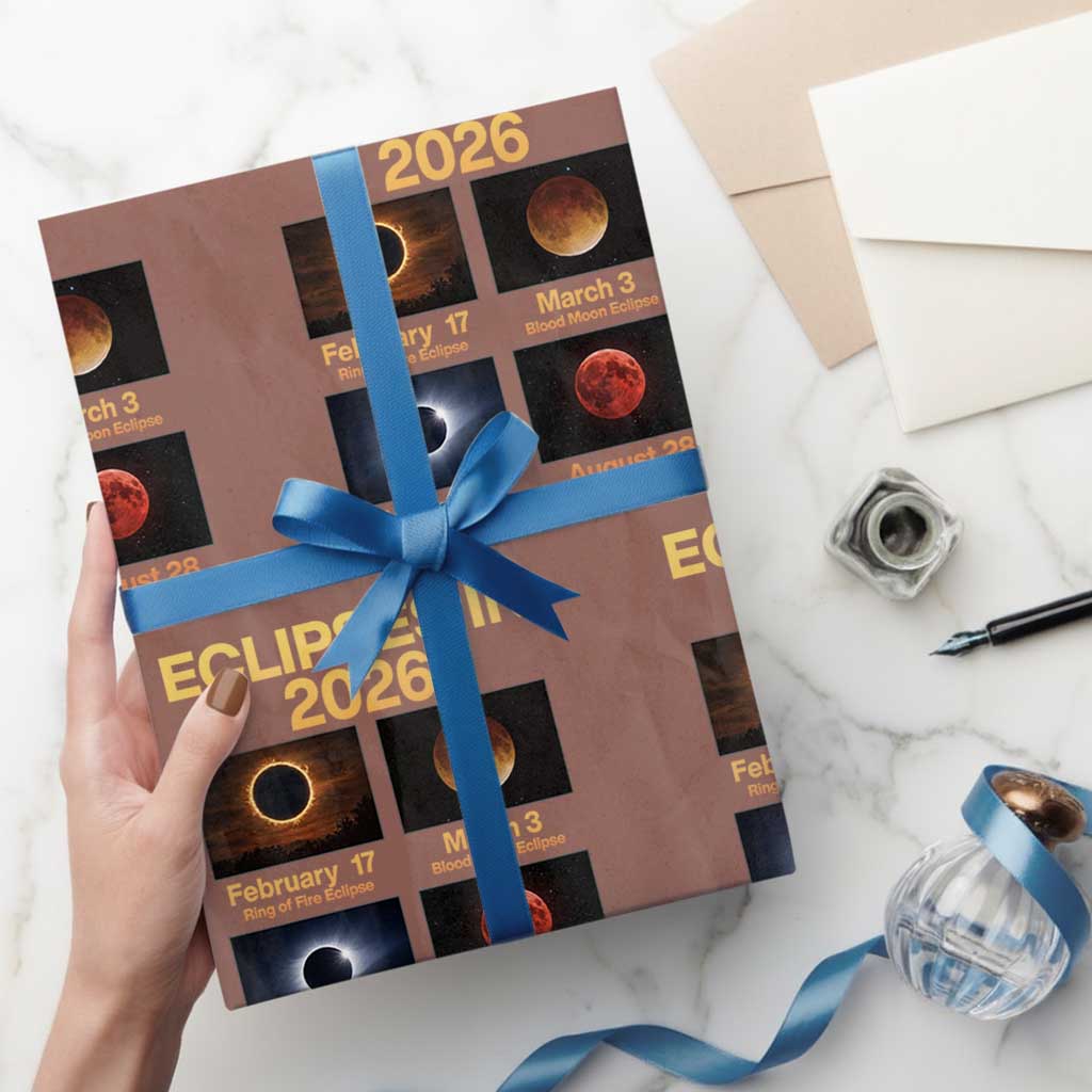 Eclipses in 2026 Celestial Calendar Infographic Wrapping Paper Roll Space Nerd Astronomy Gift Astrology Lover