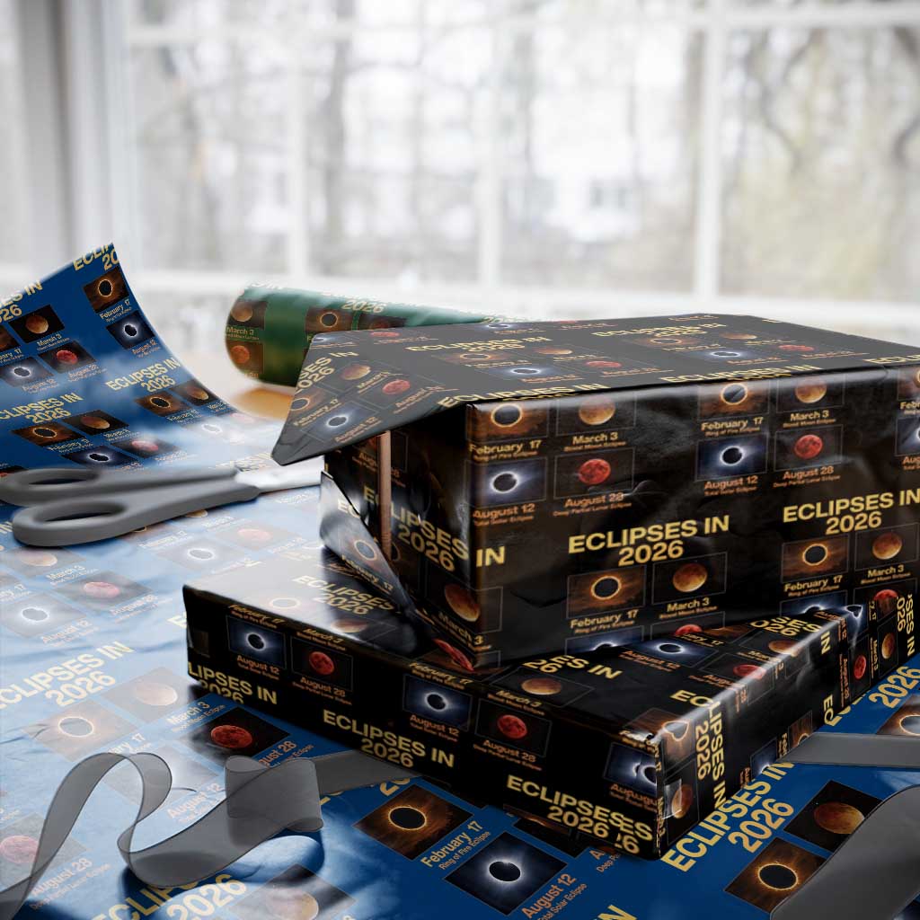 Eclipses in 2026 Celestial Calendar Infographic Wrapping Paper Roll Space Nerd Astronomy Gift Astrology Lover