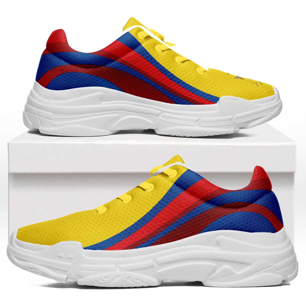 Ecuador Football Chunky Sneakers Flag-Inspired Curve Style