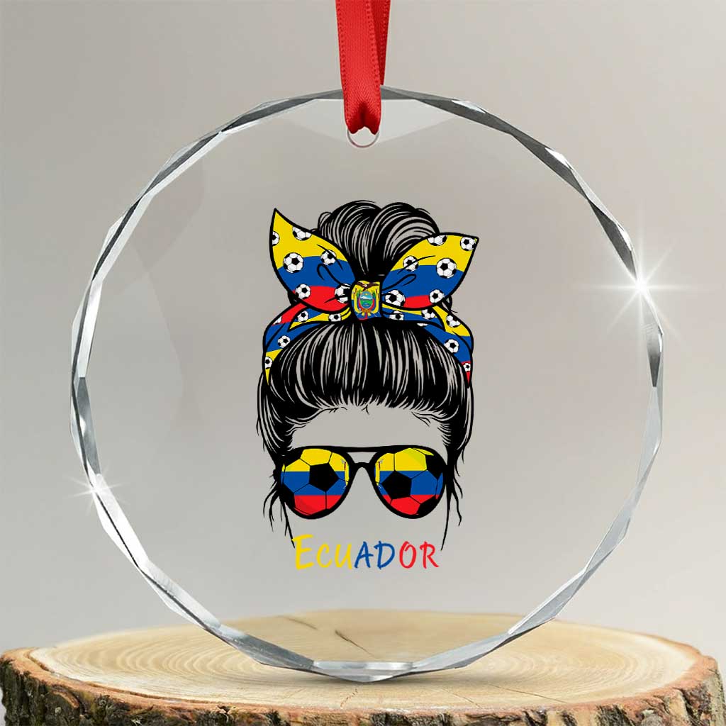 Ecuador Soccer Crystal Glass Ornament Chica Ecuatoriana Pride Game Day Gift