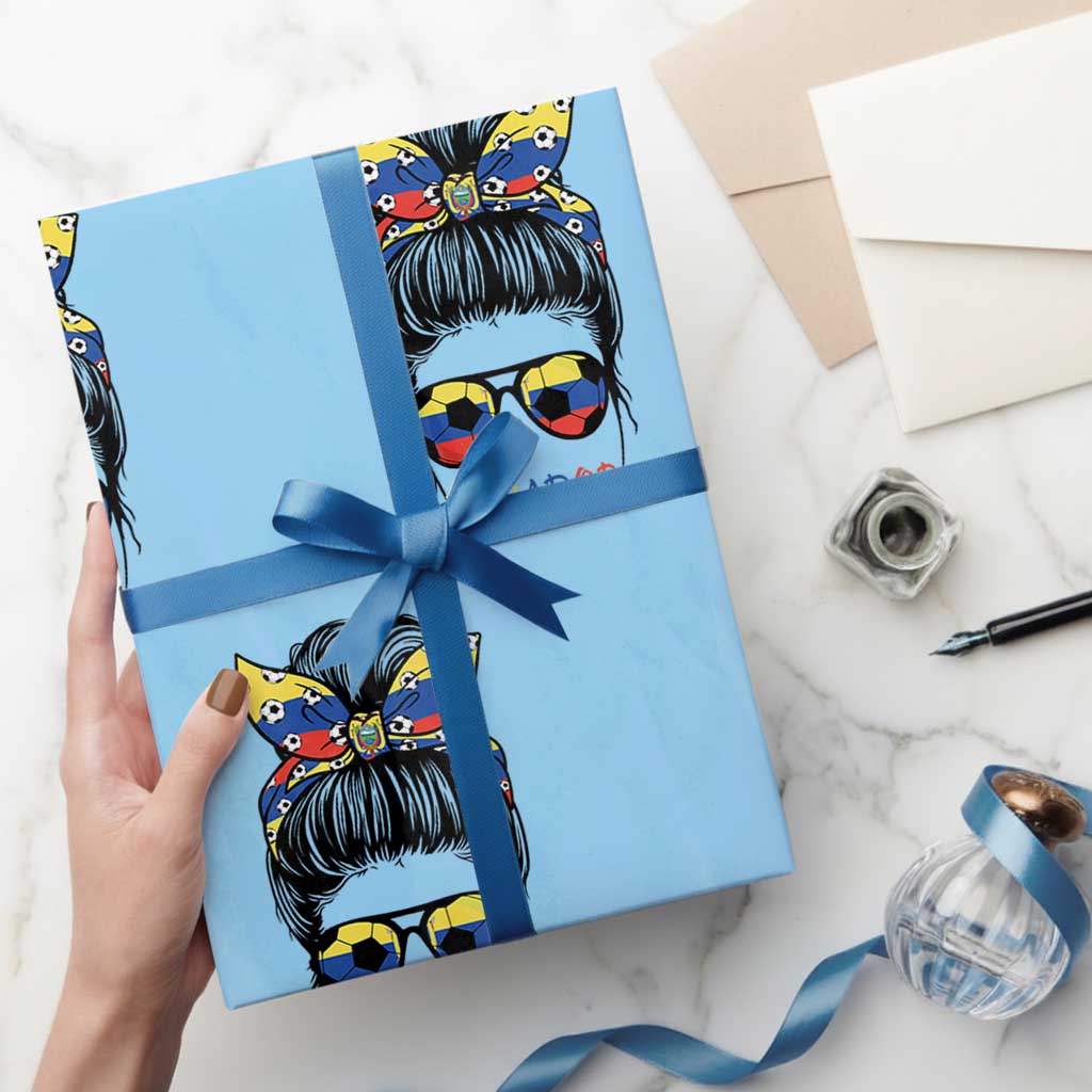 Ecuador Soccer Wrapping Paper Roll Chica Ecuatoriana Pride Game Day Gift