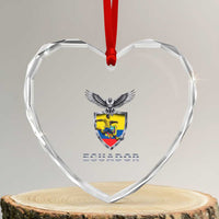 Ecuador Soccer Lover Heart Crystal Glass Ornament Proud Ecuadorian Game Day Gift