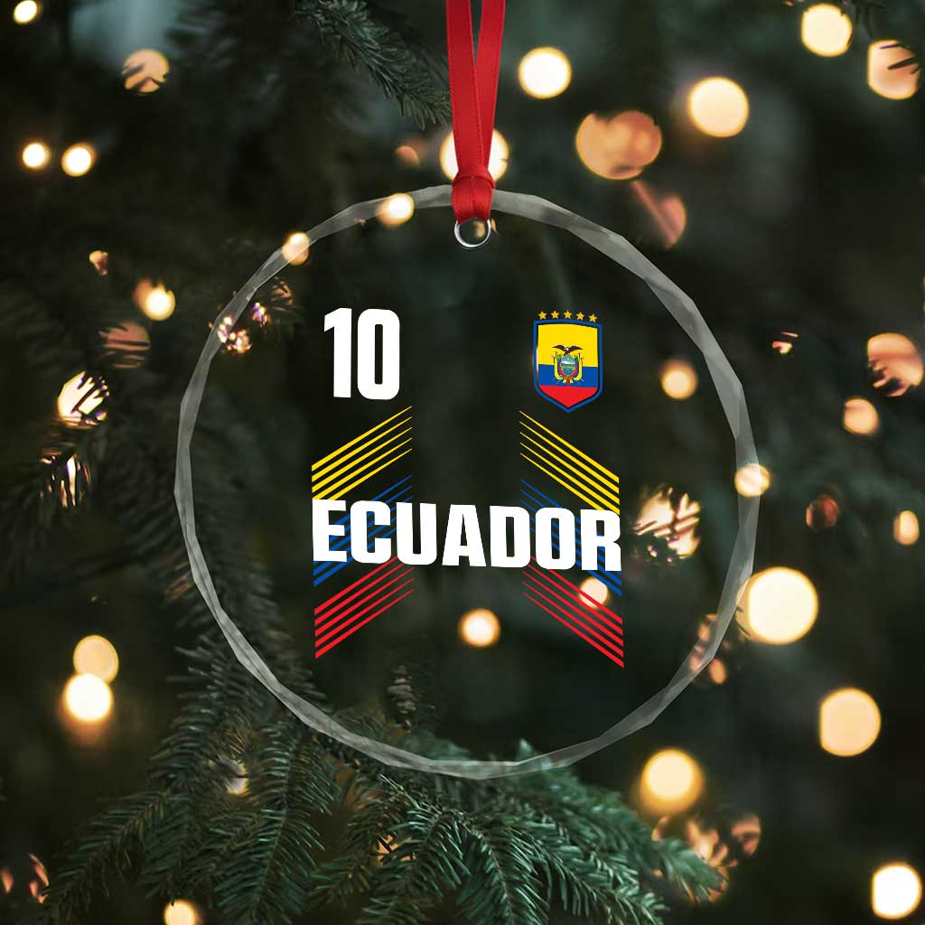 Ecuador Soccer Sports Graphic Number 10 Jersey Style Crystal Glass Ornament Proud Ecuadorian Football Fans Game Day Pride