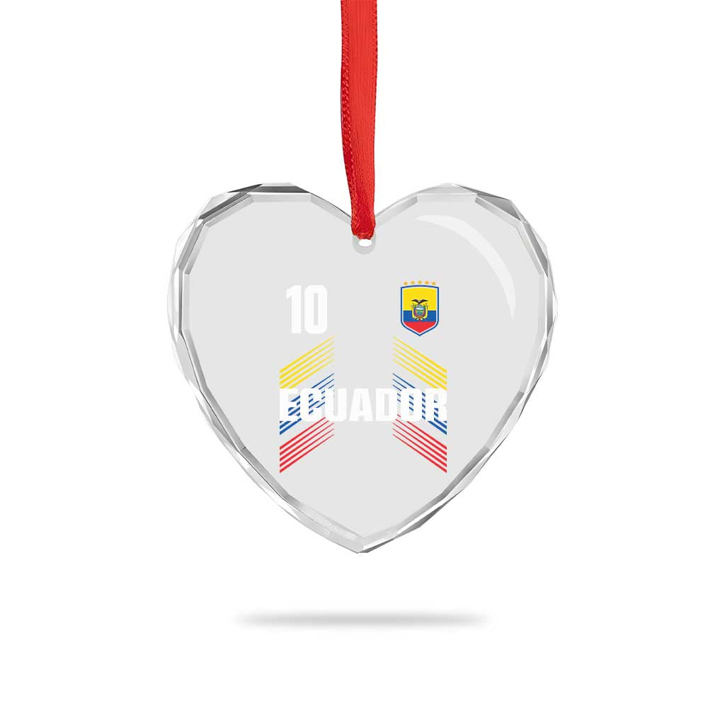 Ecuador Soccer Sports Graphic Number 10 Jersey Style Heart Crystal Glass Ornament Proud Ecuadorian Football Fans Game Day Pride