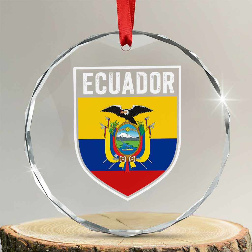 Ecuador Vintage Soccer Crest Escudo Ecuadorian Coat of Arms Crystal Glass Ornament