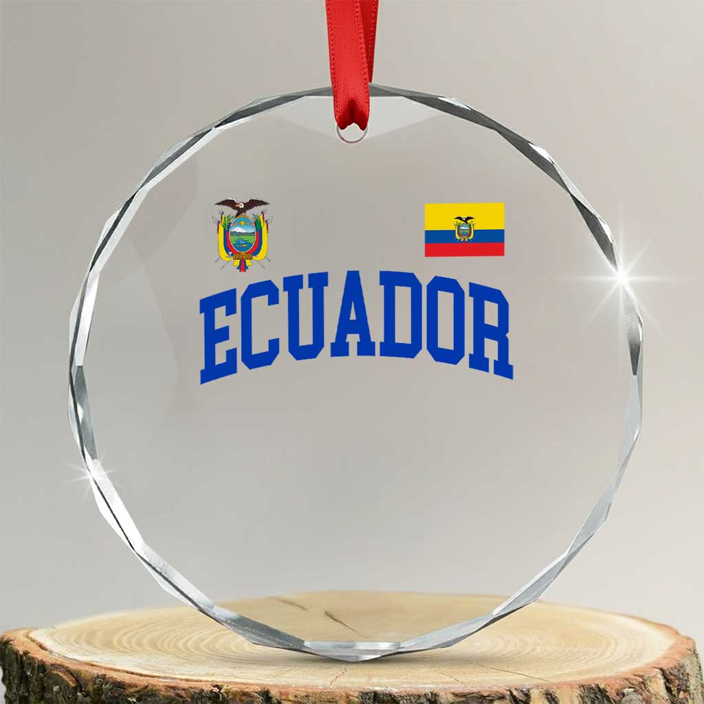 Ecuador Vintage Throwback Soccer Jersey Style Crystal Glass Ornament Ecuadorian Hispanic Heritage