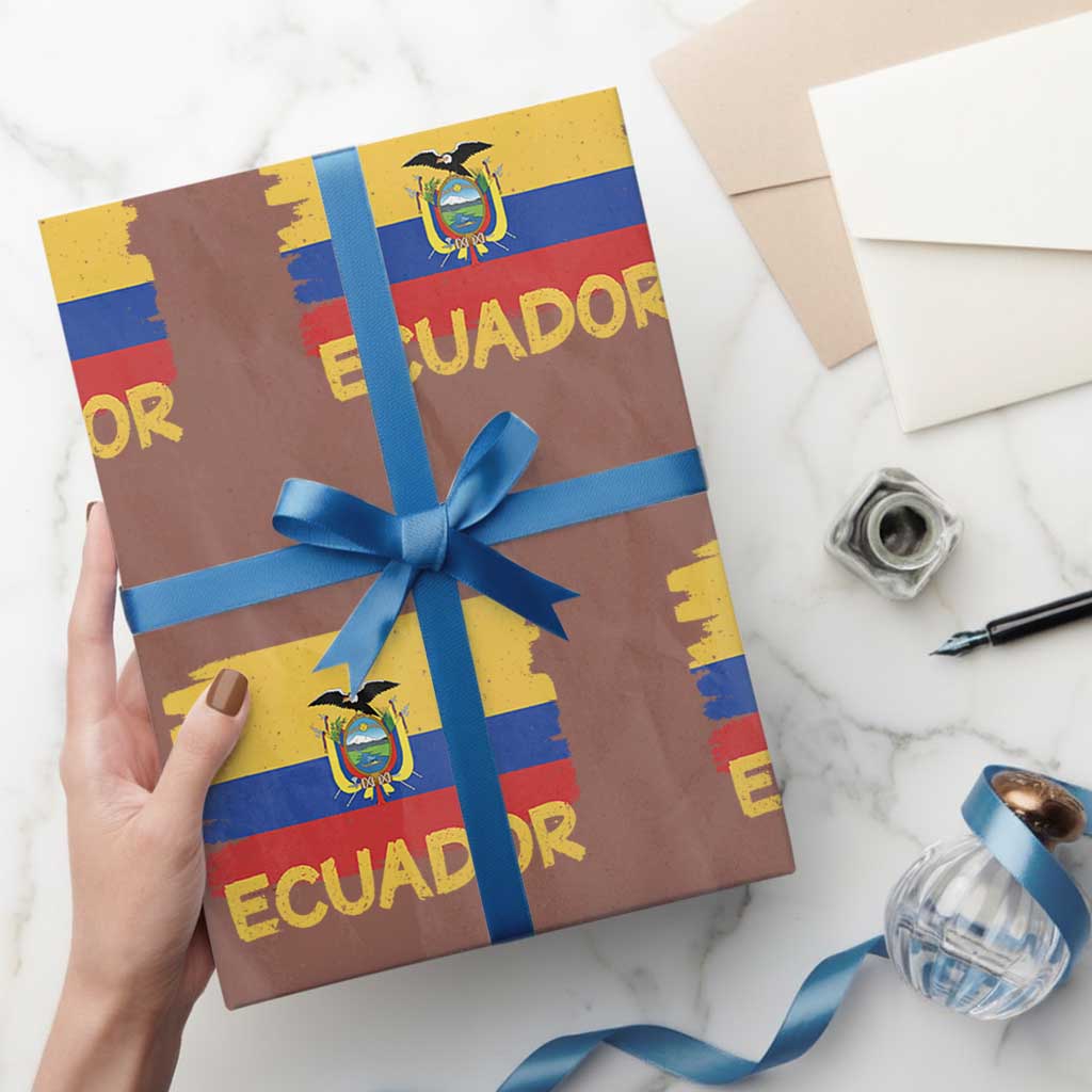 Ecuadorian Heritage Brushstroke Ecuador Flag Graphic Wrapping Paper Roll